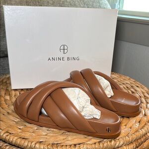 Anine Bing Brown Slide Sandals